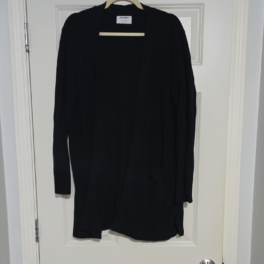 Old Navy Black Cardigan Sweater Long Knit